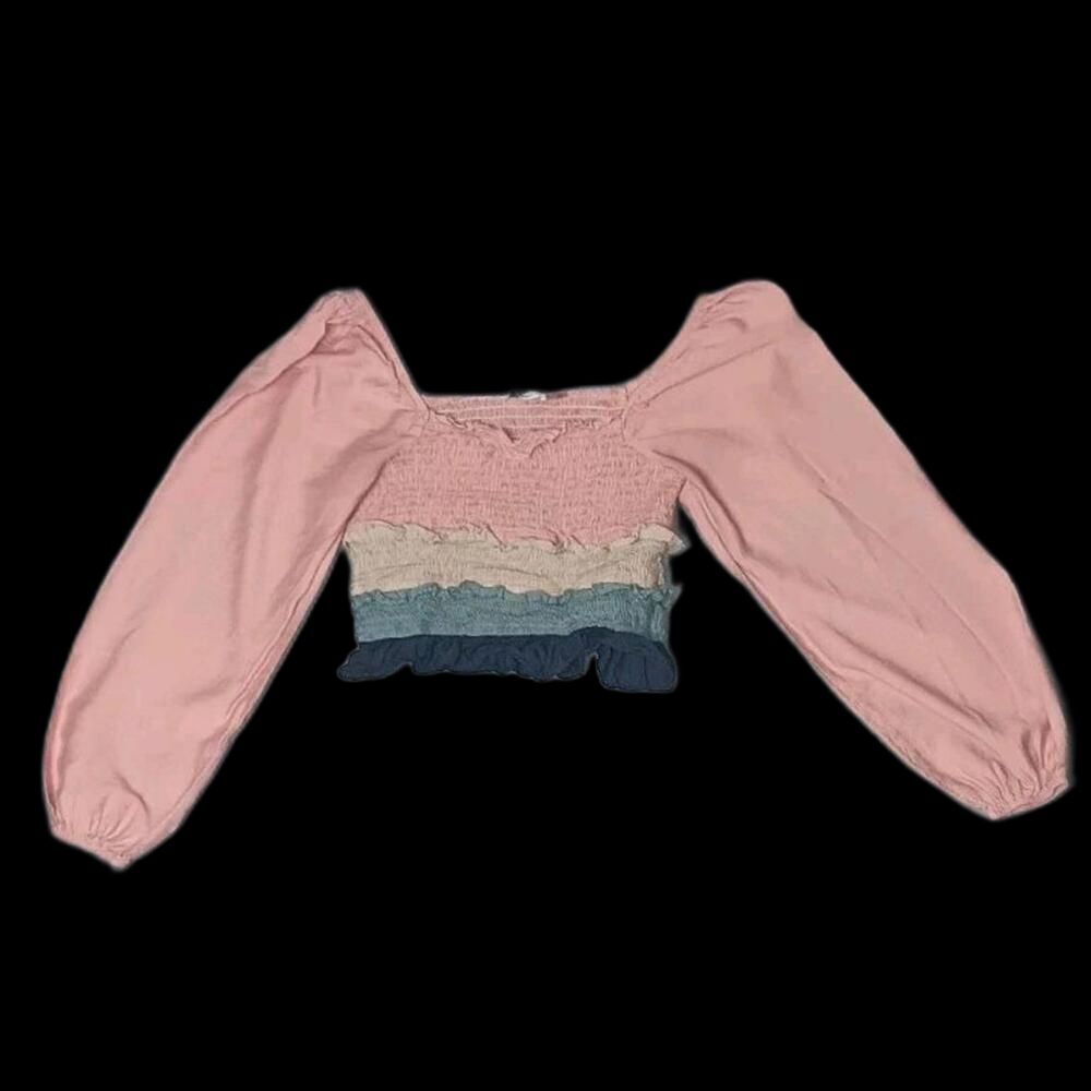 Idem Ditto Cropped Puffed Sleeve Long Sleeve Off The Shoulder Top Womens Size S